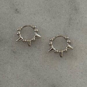 Sterling Silver Beaded Spike Huggie Hoop Earrings 

Brand New